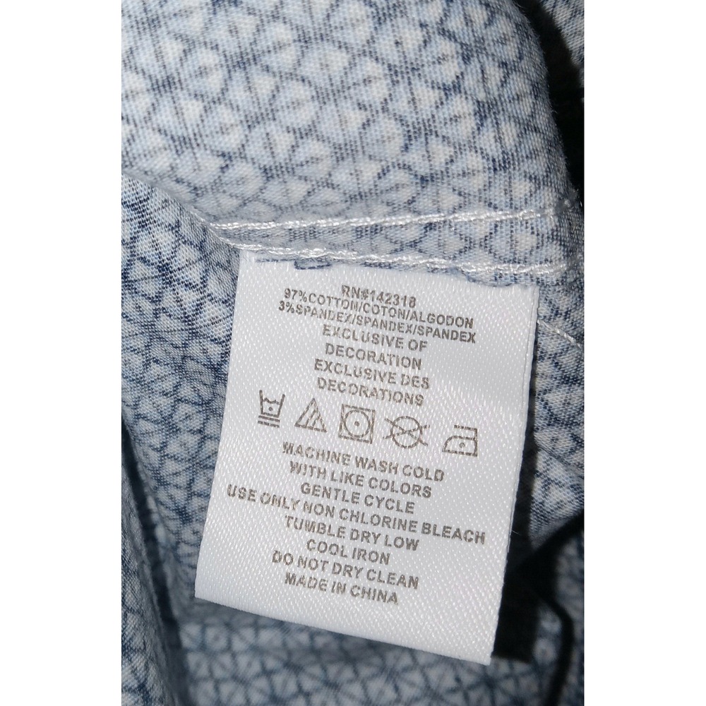 Nick Graham Button Down Shirt Mens S Blue Geometric Stretch Modern Fit NWT - Picture 6 of 8